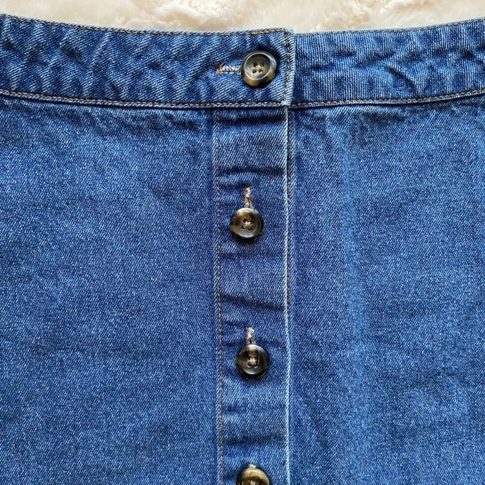 Forever 21 Denim Mini Skirt‎ Womens Medium Blue Button Front Festival 90's Y2K